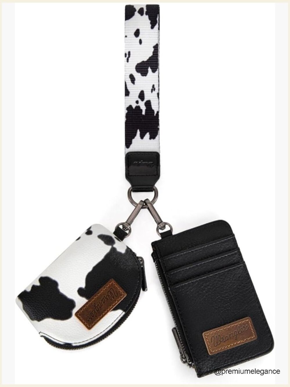 Western Dual Pouch Wristlet Wallet with Detachable Keychain